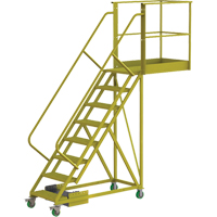 Cantilever Rolling Ladder, Unsupported, 8 Steps, 40" Platform Depth, 80" Platform Height Mukwa Safety Services