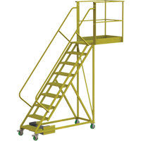 Cantilever Rolling Ladder, Unsupported, 9 Steps, 40" Platform Depth, 90" Platform Height Mukwa Safety Services
