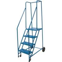 Rolling Step Ladder, 4 Steps, 18" Step Width, 37" Platform Height, Steel Mukwa Safety Services