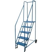 Rolling Step Ladder, 5 Steps, 18" Step Width, 46" Platform Height, Steel Mukwa Safety Services