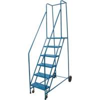 Rolling Step Ladder, 6 Steps, 18" Step Width, 55" Platform Height, Steel Mukwa Safety Services