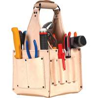 Porte-outils pour &eacute;lectricien et travaux d'entretien, Cuir, 17 pochettes, Beige Mukwa Safety Services