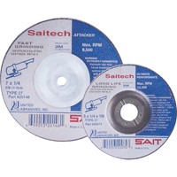 Saitech Ultimate Performance Grinding Wheel, 4" x 1/4", 3/8" Arbor, Aluminum Oxide, Type 27 Mukwa Safety Services