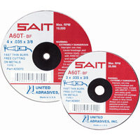 Cut-Off Wheel, 4" x 0.045", 5/8" Arbor, Type 27, Aluminum Oxide, 13500 RPM Mukwa Safety Services