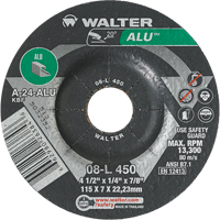 Meules en aluminium &agrave; moyeu d&eacute;port&eacute;, 4-1/2" x 1/4", Arbre 7/8", Type 27 Mukwa Safety Services