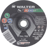Flexcut Depressed Centre Grinding Wheels, 7", 36 Grit, Aluminum Oxide, 7/8", 8600 RPM, Type 29 Mukwa Safety Services