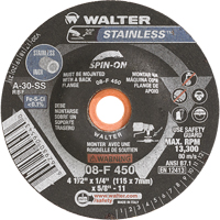 Meules &agrave; moyeu d&eacute;port&eacute; - Acier inoxydable type 27, 4-1/2" x 1/4", Arbre de 5/8"-11, Type 27S Mukwa Safety Services