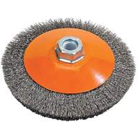 Saucer Crimped Wire Wheel, 4" Dia., 0.012" Fill, 5/8"-11 Arbor Mukwa Safety Services