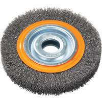 Crimped Wire Bench Wheel Brush, 6" Dia., 0.0118" Fill, 1/2" - 1/4" Arbor Mukwa Safety Services