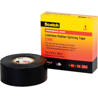 Scotch&reg; Linerless Rubber Splicing Tape 130C, 25.4 mm (1") x 9.14 m (30'), Black Mukwa Safety Services
