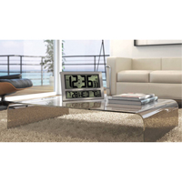 Jumbo Clock, Digital, Battery Operated, 16.5" W x 1.7" D x 11" H, Silver Mukwa Safety Services