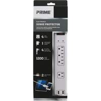 Limiteurs de surtension avec chargeur USB, 4 Prises, 1200 J, 1875 W, Cordon 4' Mukwa Safety Services
