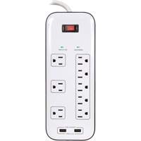 Limiteurs de surtension avec chargeur USB, 8 Prises, 2400 J, 1875 W, Cordon 6' Mukwa Safety Services
