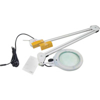 Magnifying Lamp, 3 Diopter, LED Light, 45" Arm, C-Clamp, Grey Mukwa Safety Services