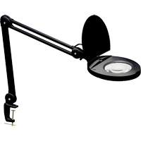 Adjustable Magnifier Lamp, 5 Diopter, LED Light, 47" Arm, C-Clamp, Black Mukwa Safety Services