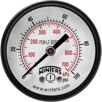 Economy Pressure Gauge, 2" , 0 - 100 psi, Back Mount, Analogue Mukwa Safety Services